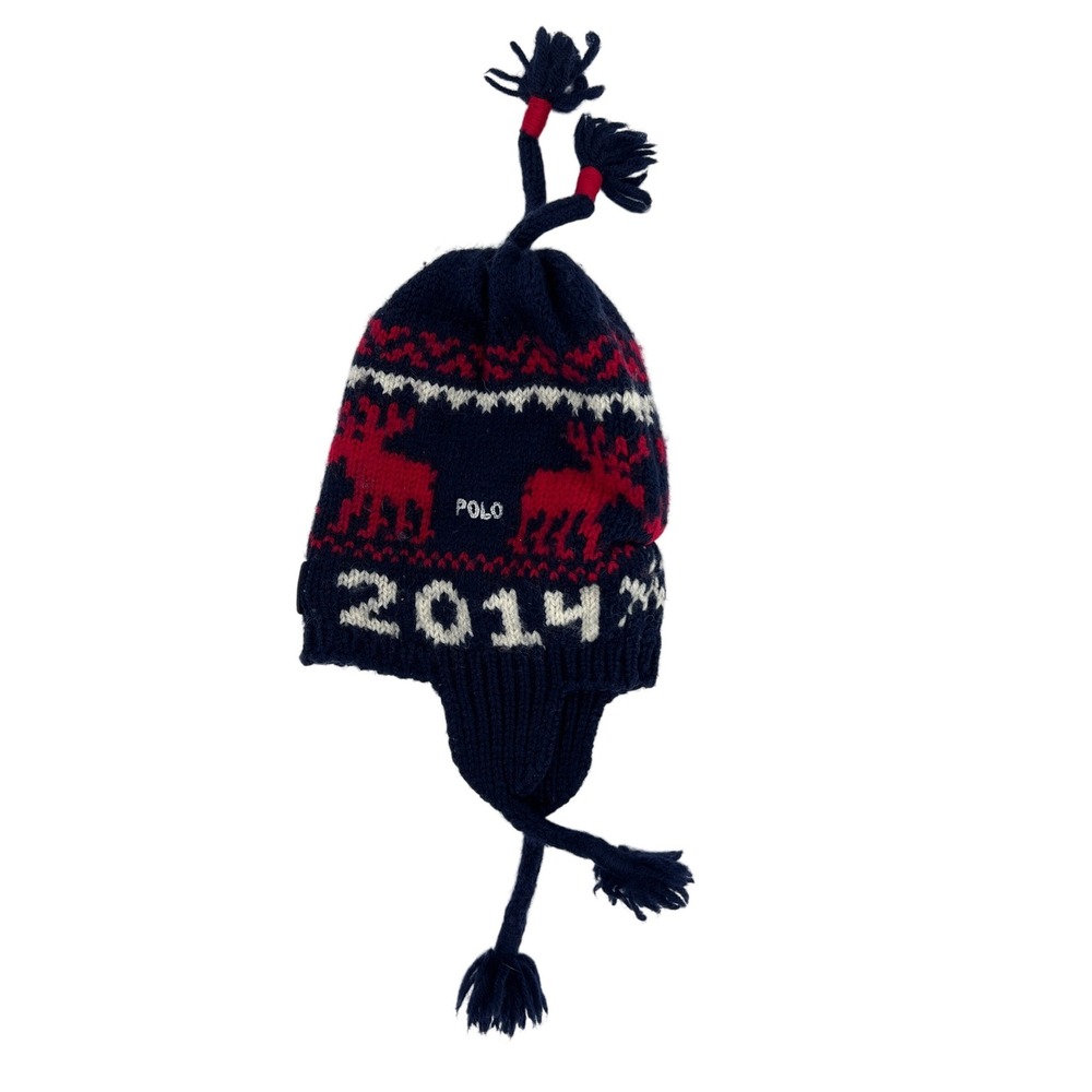 Polo Ralph Lauren Team USA 2014 Sochi Olympics‎ Wool Beanie Hat Navy Blue Red